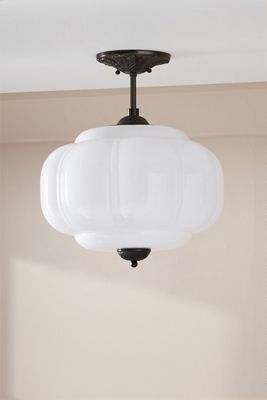 The Eloise Scallop Milk Glass Semi-Flush Mount Ceiling Light