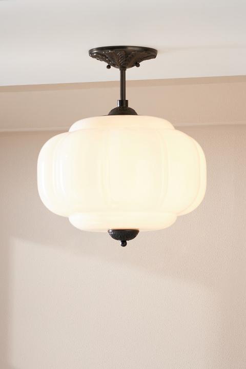 The Eloise Scallop Milk Glass Semi-Flush Mount Ceiling Light