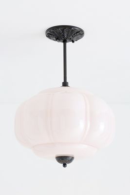 Eloise Milk Glass Scalloped Semi-Flush Mount Light