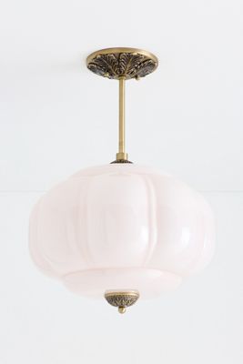 Eloise Milk Glass Scalloped Semi-Flush Mount Light