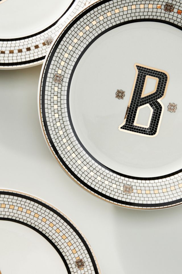 Bistro Tile Monogram Dessert Plate #1
