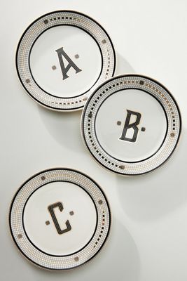 Bistro Tile Monogram Dessert Plate