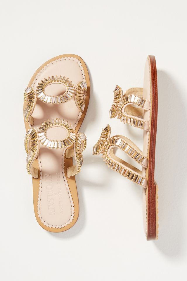 Mystique Double-Strap Embellished Slide Sandals | Anthropologie