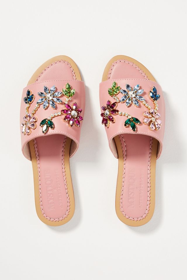 Mystique Embellished Flower Slide Sandals #1