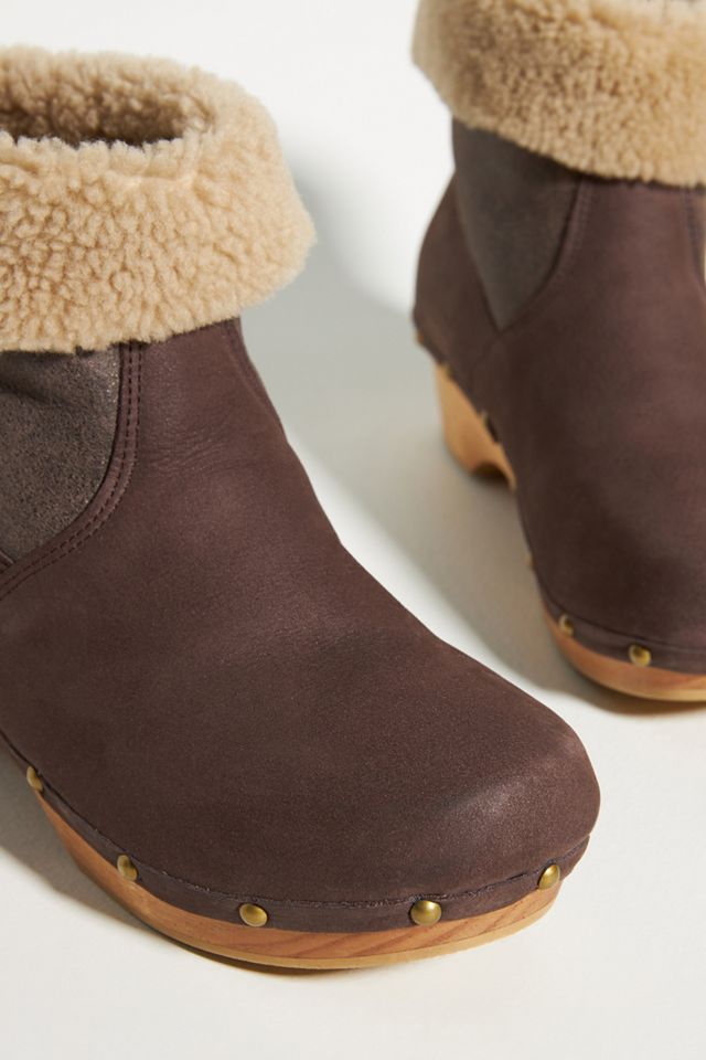 Penelope Chilvers Low Shearling-Cuffed Clog Boots #2