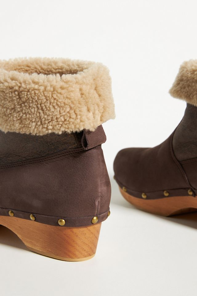 Penelope Chilvers Low Shearling-Cuffed Clog Boots #3