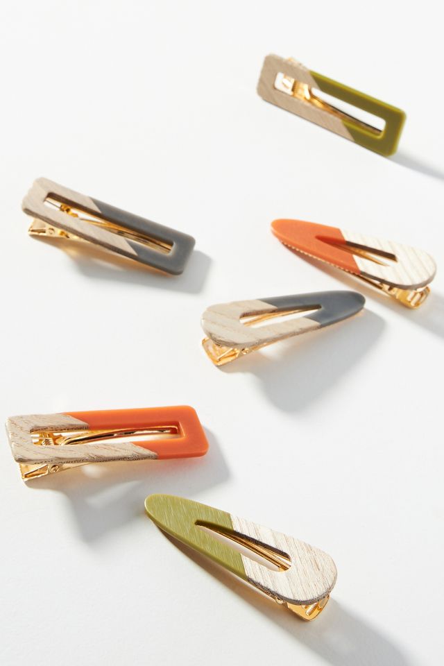 Resin and Wood Hair Clip Set | Anthropologie