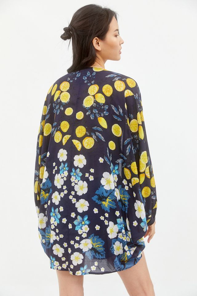 Contrast-Trimmed Cocoon Kimono #3