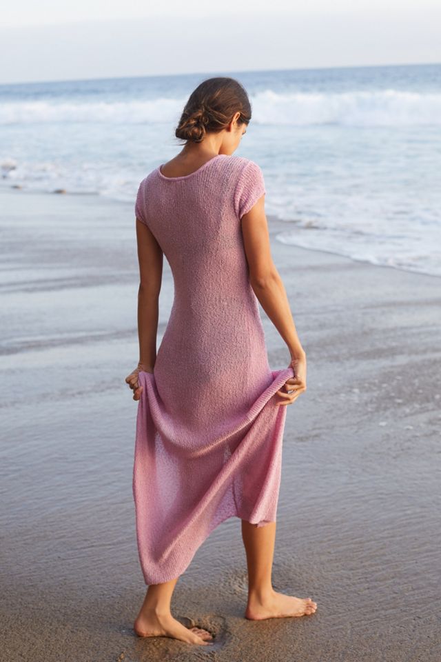 pink bodycon maxi dress Elinor Maxi Dress in Slinky Baby Pink , Bodycon , Crew Neck