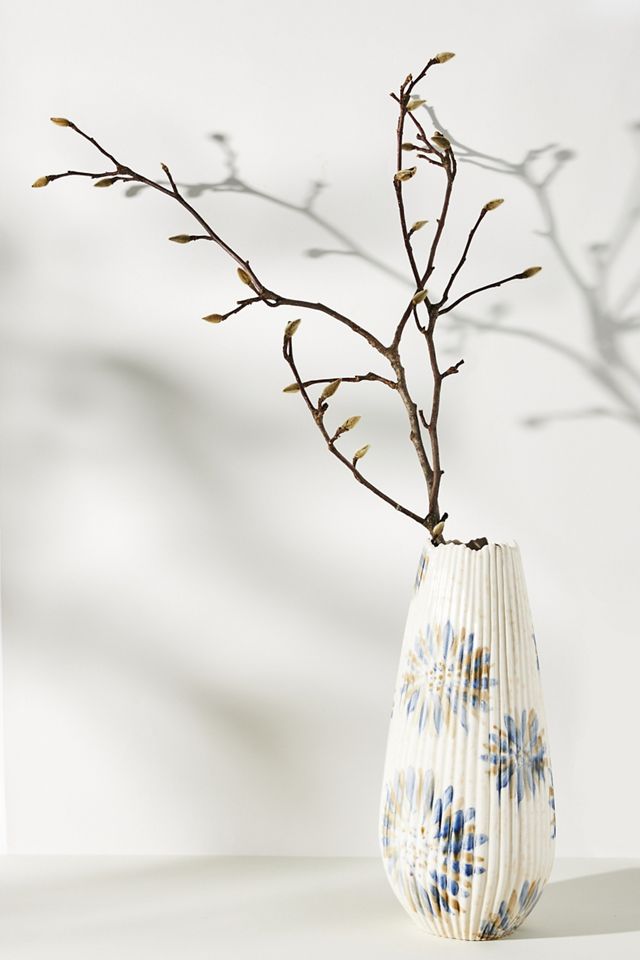 Ribbed Abstract Floral Vase #1