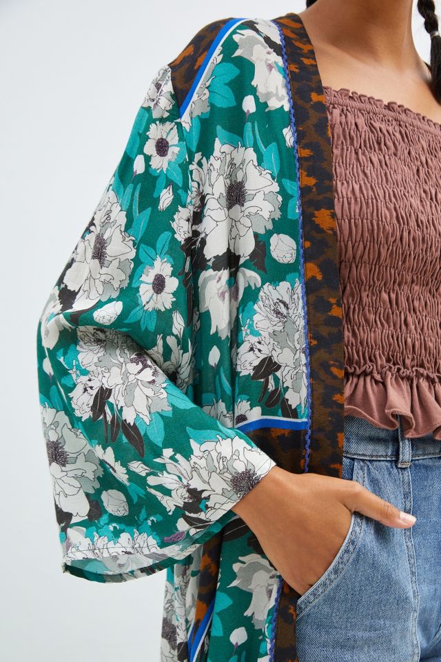 New Anthropologie orders Floral Cover-Up Kimono by Bl-nk $130 ONESIZE Green