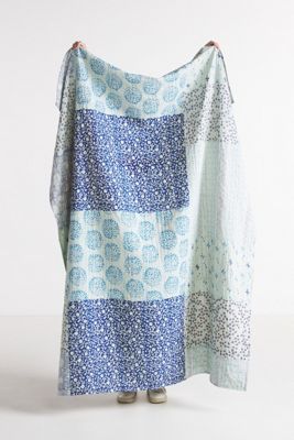 Upcycled Kantha-Stitched Throw Blanket