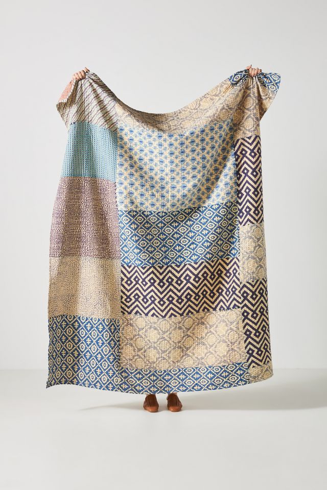 Anthropologie Upcycled Kantha-Stitched Throw store Blanket