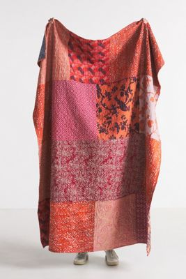 Upcycled Kantha-Stitched Throw Blanket