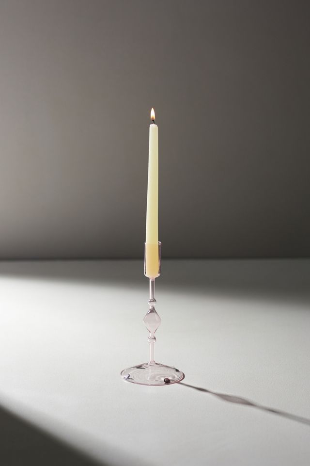 Glass Taper Candleholder, Pink Medium