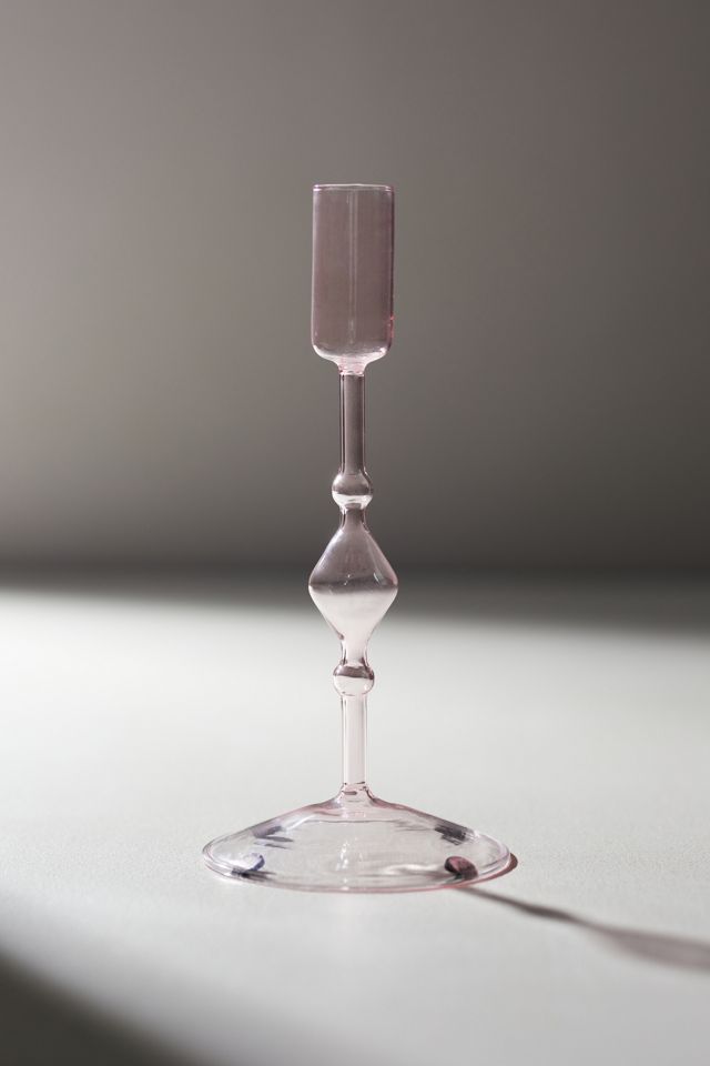 Glass Taper Candleholder, Pink Medium #2