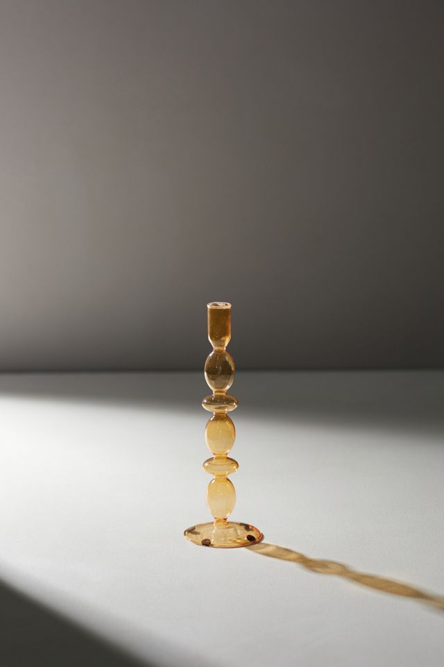 Glass Taper Candlestick, Amber Medium #1