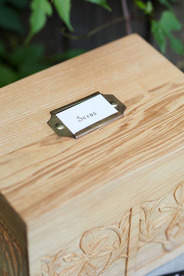 Hand Carved Seed Storage Box #2