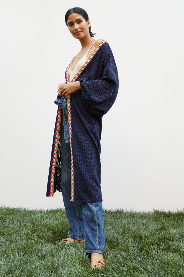 Square Crochet-Trimmed Duster Kimono | Anthropologie