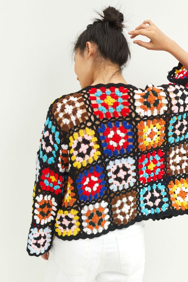 Colorblocked Square Crochet Cardigan #2