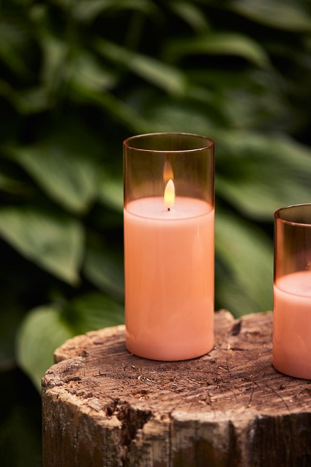 Flameless Candle in Glass Hurricane, Honey #1