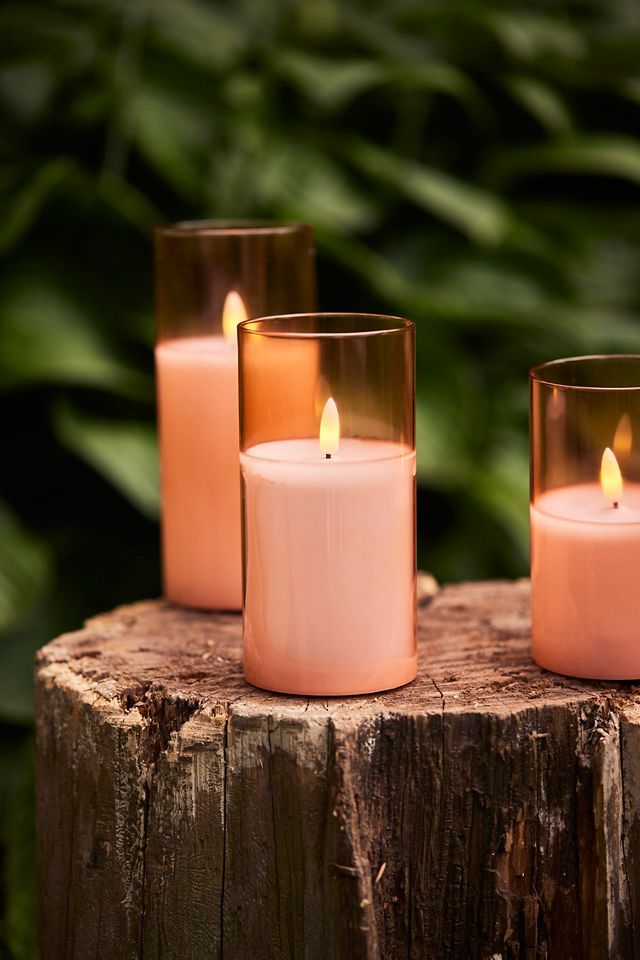 Flameless Candle in Glass Hurricane, Honey #2