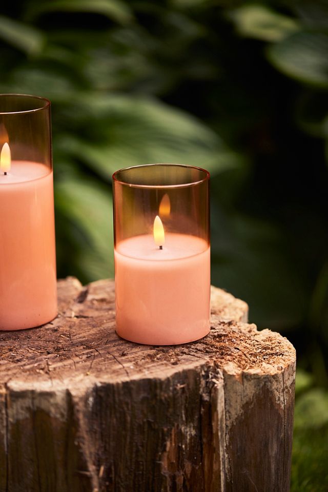 Flameless Candle in Glass Hurricane, Honey #3