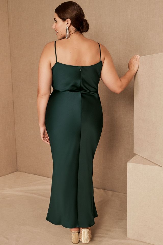 BHLDN Cali Satin Cowl-Neck Midi Slip Dress