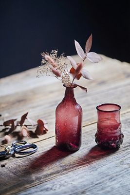 Amethyst Recycled Glass Bud Vases, Set of 2