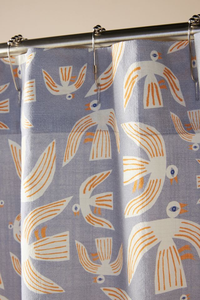 Marcello Velho Birds In Flight Organic Cotton Shower Curtain #1
