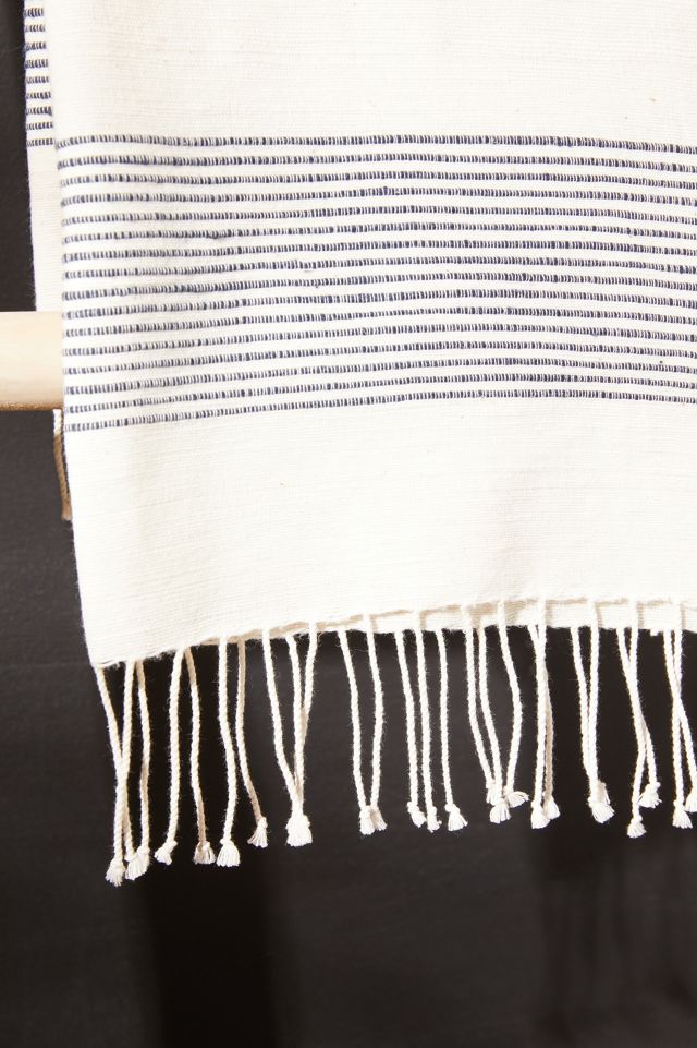 Fringed Cotton Hand Towel, Thin Blue Stripe Terrain