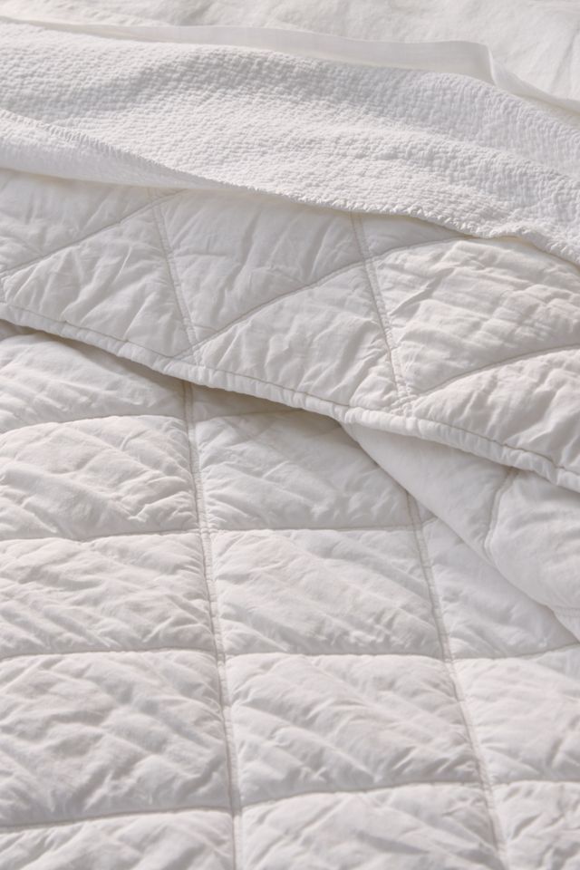 King-Sized Steel Blue Organic Cotton Diamond-Stitched Comforter