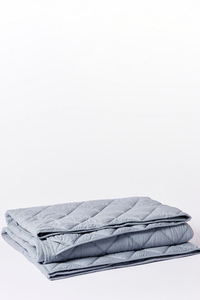 King-Sized Steel Blue Organic Cotton Diamond-Stitched Comforter