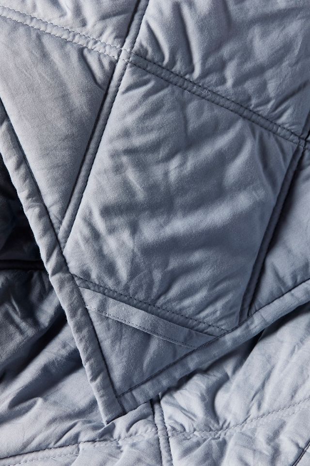 King-Sized Steel Blue Organic Cotton Diamond-Stitched Comforter