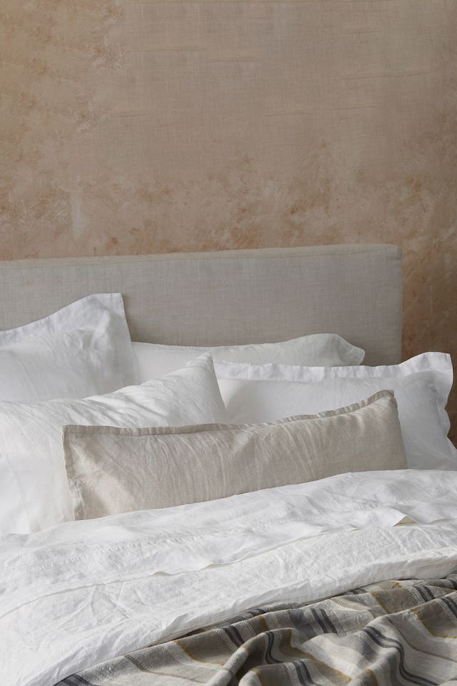 Fog Gray Organic Cotton Lumbar Pillow Cover with Flange