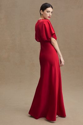 Bhldn Leila Satin Charmeuse Dress In Red
