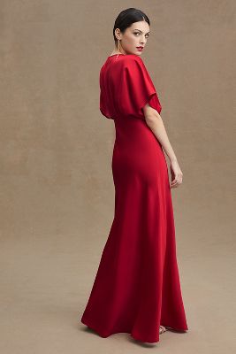 Bhldn Leila Satin Charmeuse Dress In Red ModeSens