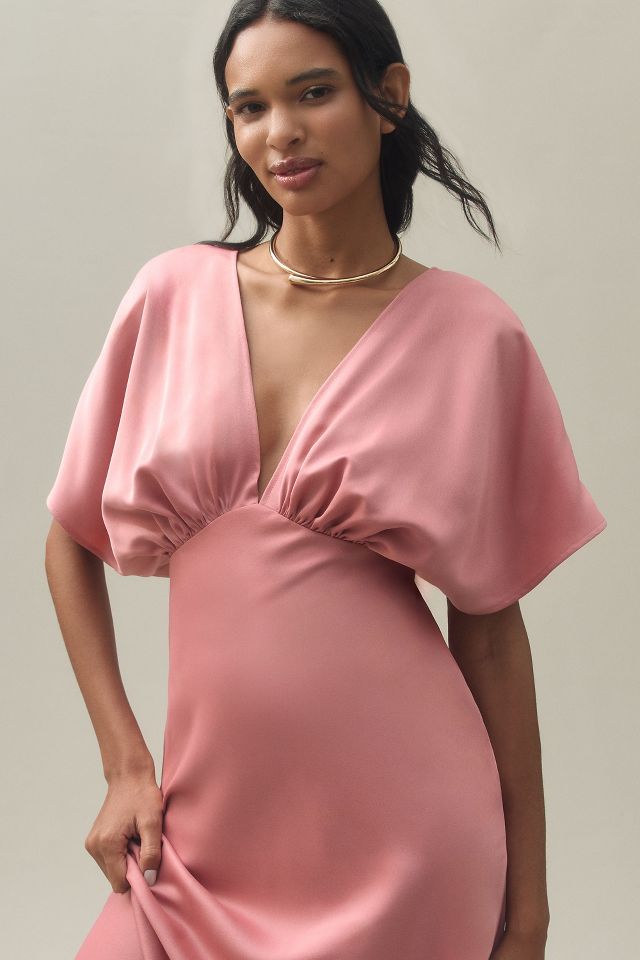 V-shape Satin Top Pink