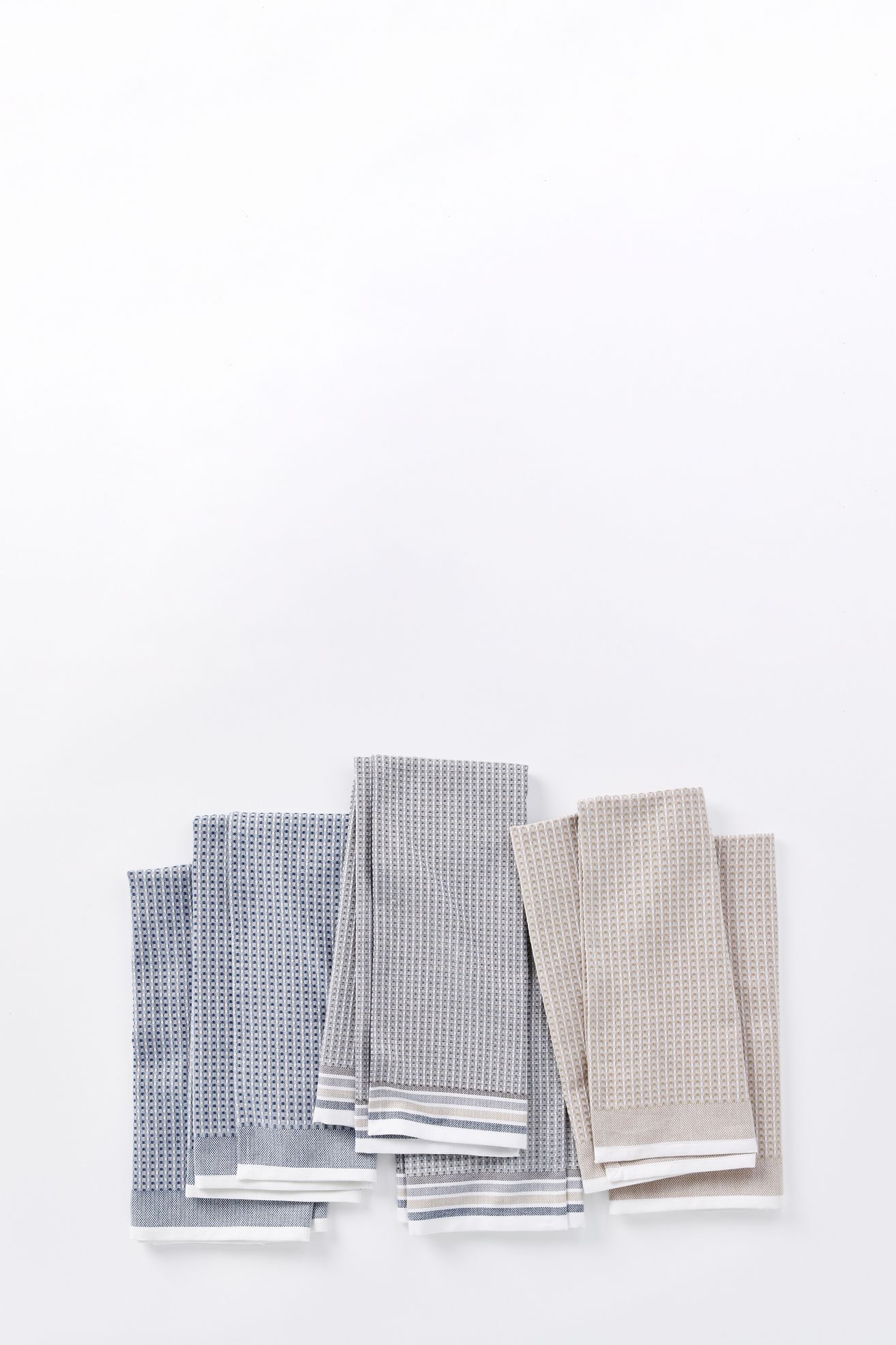 Coyuchi Organic Waffle Kitchen Towel Set of 6 - Shoreline, Standard, Set Of 6