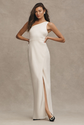 Moira Green | Cowl Neck Satin Maxi Dress w/ High Slit