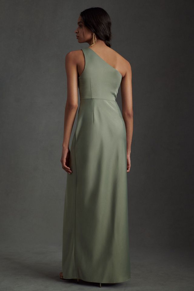 BHLDN Dylan One-Shoulder Satin Side-Slit Gown #2