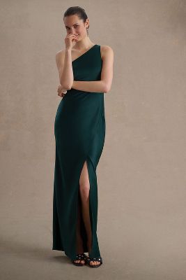 Norma Kamali Maria Sleeveless Cowl-Neck Satin Slip Gown