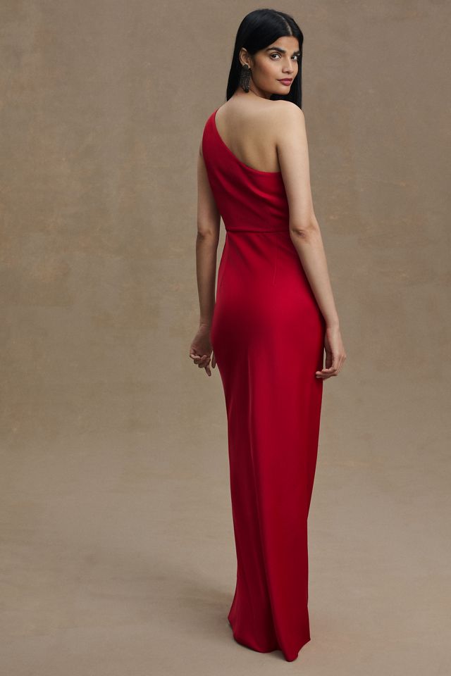 BHLDN Dylan One-Shoulder Satin Side-Slit Gown #1