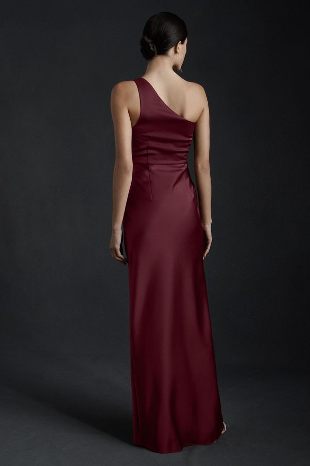 BHLDN Dylan One-Shoulder Satin Side-Slit Gown #2
