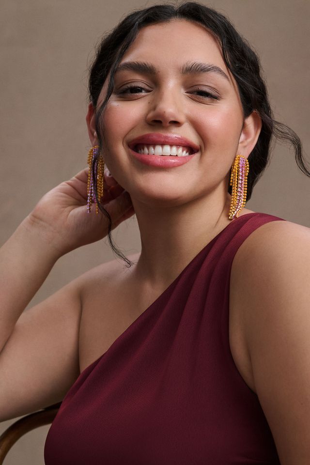 BHLDN Dylan One-Shoulder Satin Side-Slit Gown #5