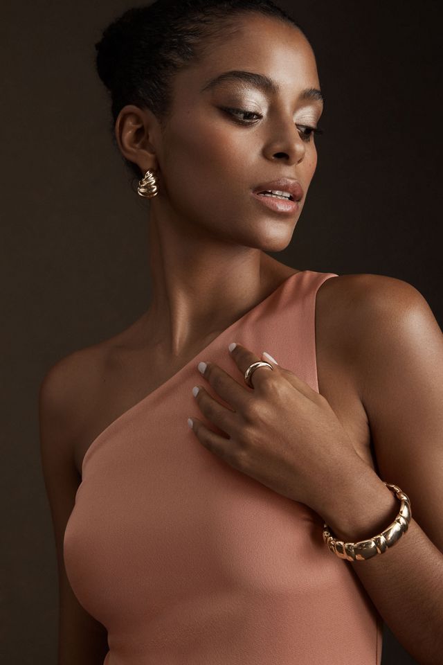 BHLDN Dylan One-Shoulder Satin Side-Slit Gown #2