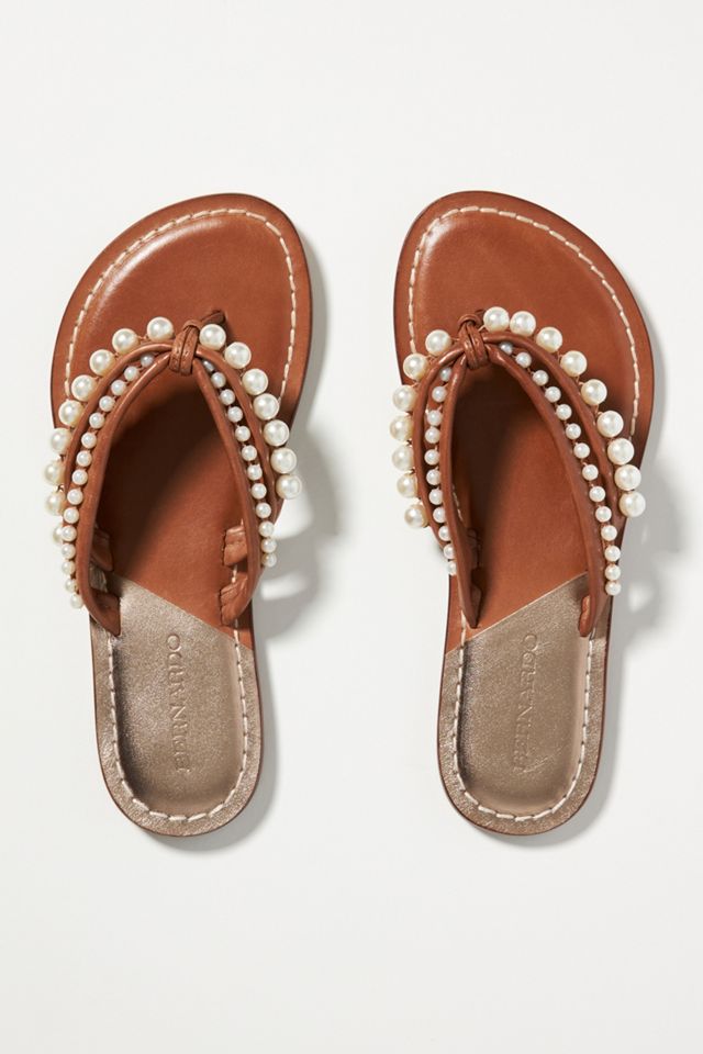 Bernardo Pearl-Embellished Flip-Flop Sandals #1