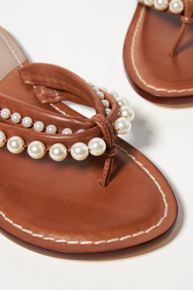 Bernardo Pearl-Embellished Flip-Flop Sandals #2