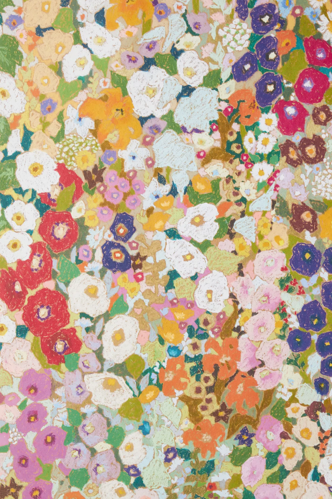 House of Hackney Hollyhocks Small Print Floral Spring Wallpaper