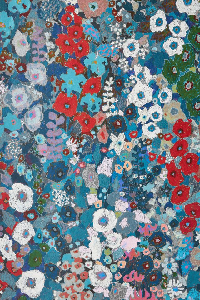 House of Hackney Hollyhocks Small Print Floral Spring Wallpaper #1